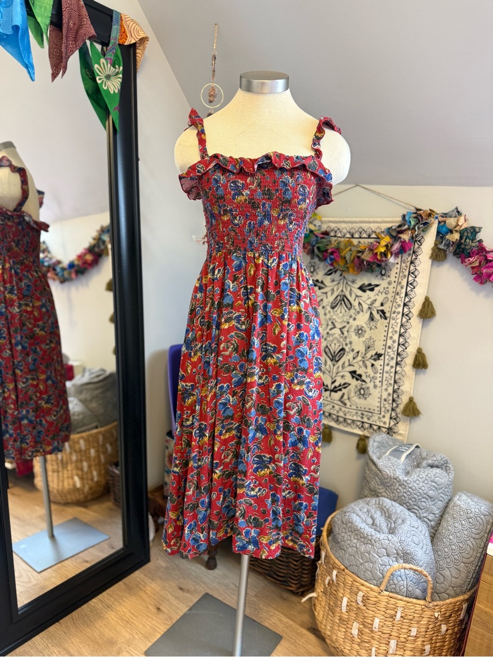 NATURAL LIFE Red Floral Dress with Blue Accents - Picture 2 of 6